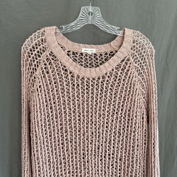 Silence + Noise Open Knit Sweater Pink Cotton Blend Soft Grunge Boho Chic Size M - Picture 2 of 8